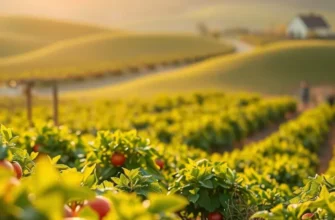 A sunlit field abundant with fresh, colorful produce growing in harmony with nature
