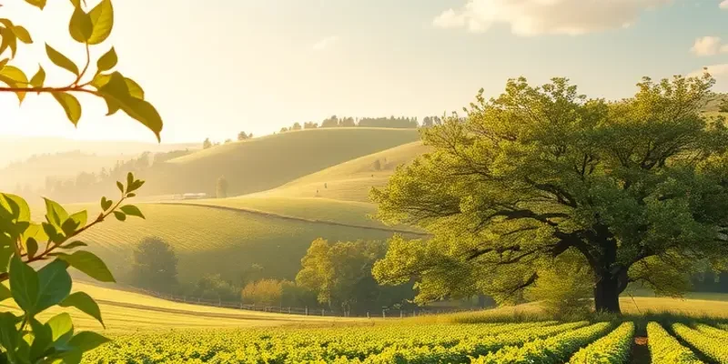 Photorealistic landscape displaying vibrant fruits and vegetables in a natural setting.