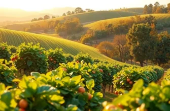 A vibrant landscape filled with fresh fruits and vegetables symbolizing the abundance of a whole-food plant-based diet.