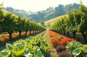 A lush orchard under soft sunlight, illustrating the organic and healthy nature of figs.