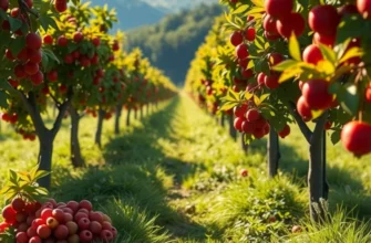 A sunlit landscape showcasing an organic field of cranberries, emphasizing healthy produce.