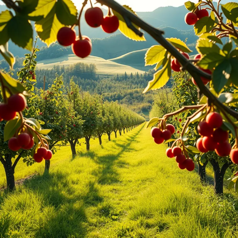 A vibrant cranberry orchard basking in sunlight.