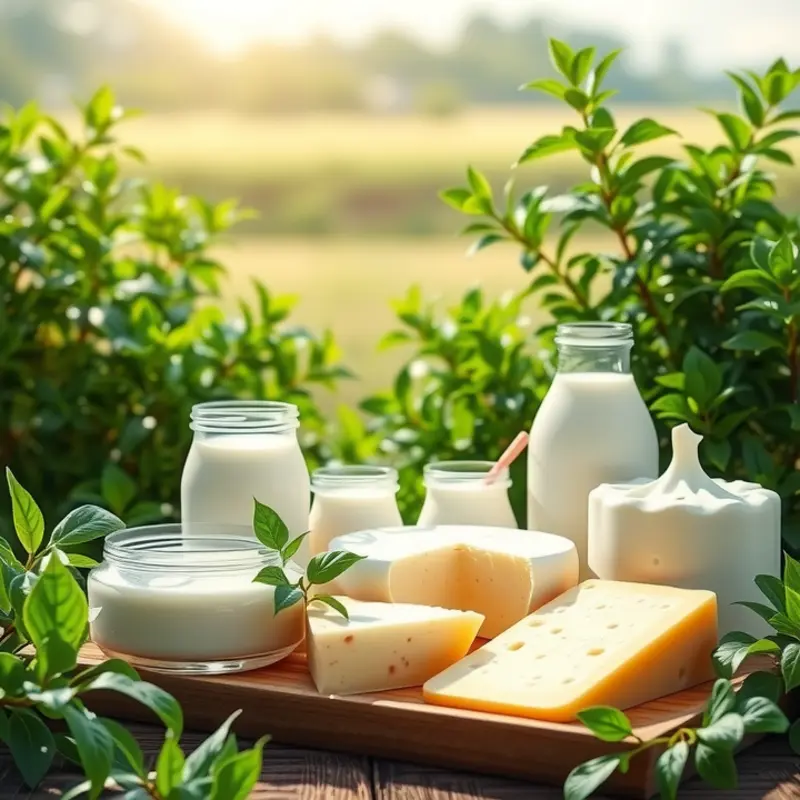 Fresh dairy ingredients arranged beautifully in a sunlit field.