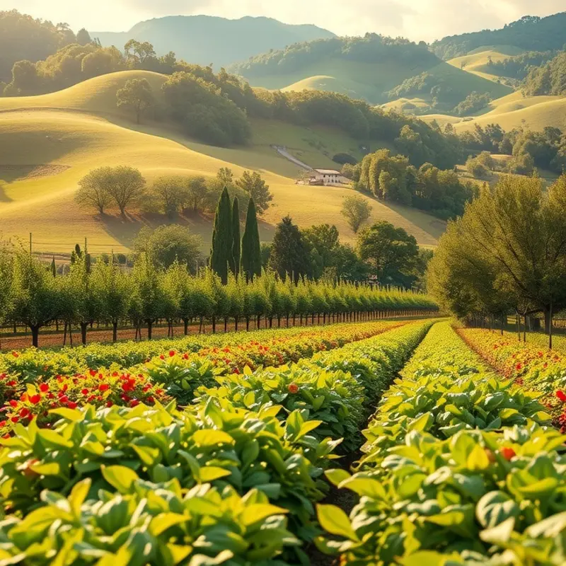 A scenic view of a lush, organic orchard illustrating the natural world of healthy eating.