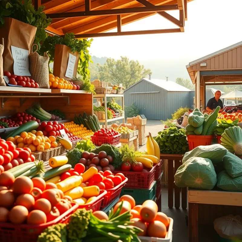 A vibrant farmer’s market filled with fresh produce.