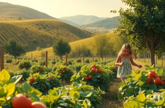 A beautiful sunlit field filled with vegetables and fruits that represent the Pegan diet.