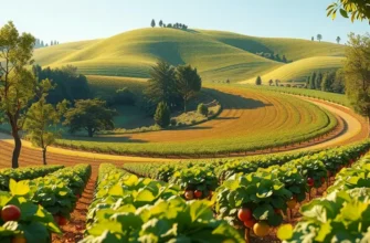 Photorealistic landscape capturing the essence of organic farming and diet.