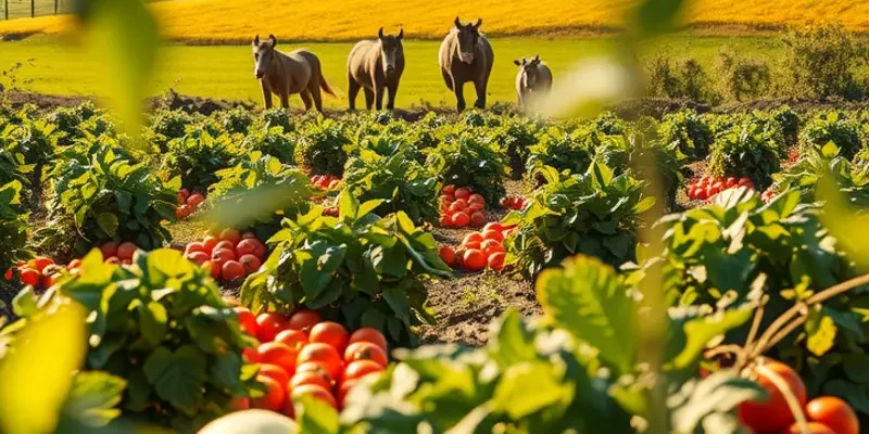 A scenic field showcasing the abundance of leeks and vegetables.