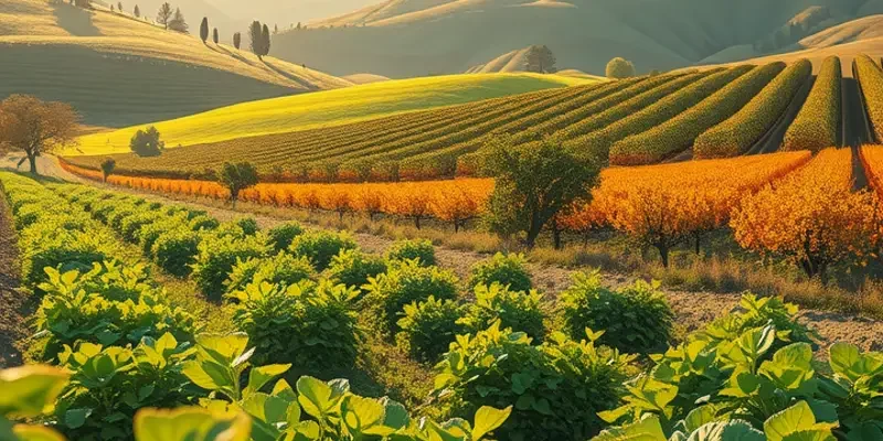 A vibrant, natural landscape celebrating the freshness of organic crops.
