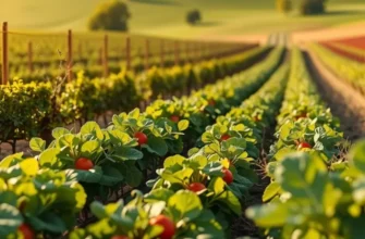 A beautiful field filled with fresh organic produce, representing healthy eating and vitality.