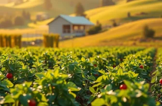 Photorealistic landscape of a lush sunlit field showcasing organic produce representing cultural richness.