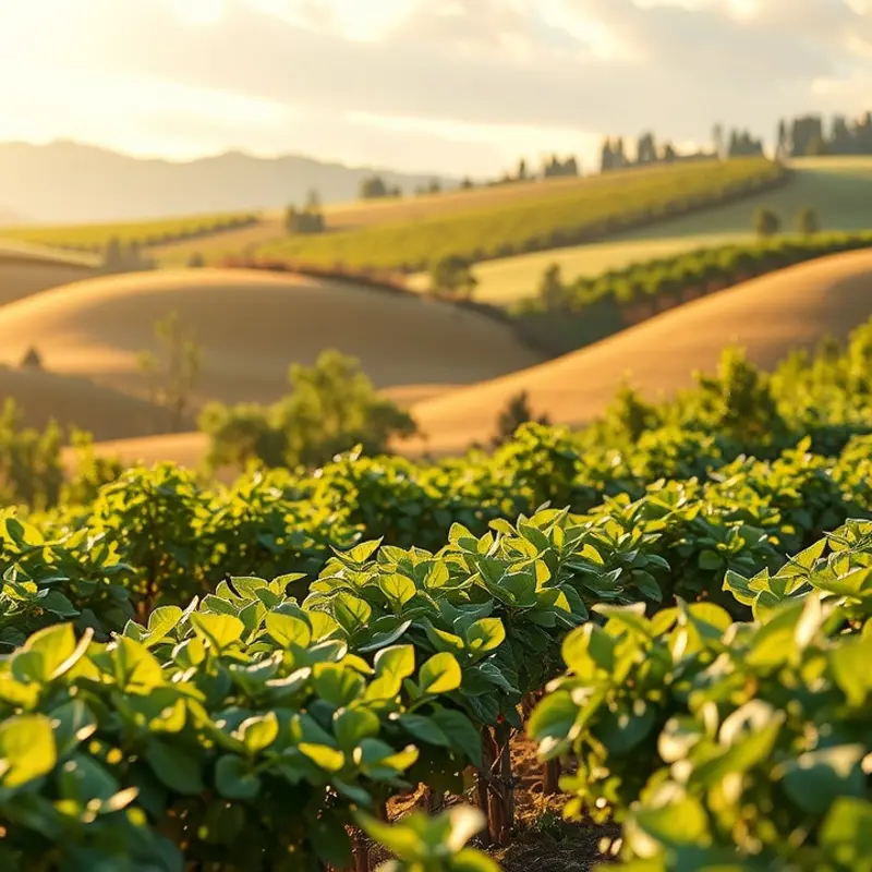 A sunlit field showcasing the vibrant growth of organic produce.