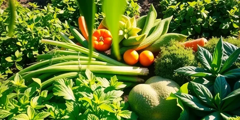 A scenic field filled with vibrant vegetables and fruits representing the essence of healthy meal preparation.