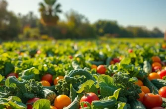 A natural landscape filled with organic fruits and vegetables basking in sunlight.