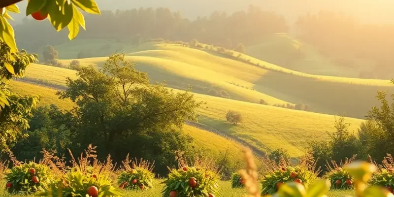 A beautiful field of fruits and vegetables emphasizing healthy nutrition.