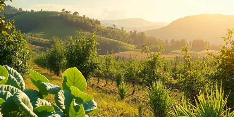 A vivid landscape with lush organic produce, highlighting the essence of healthy nutrition.