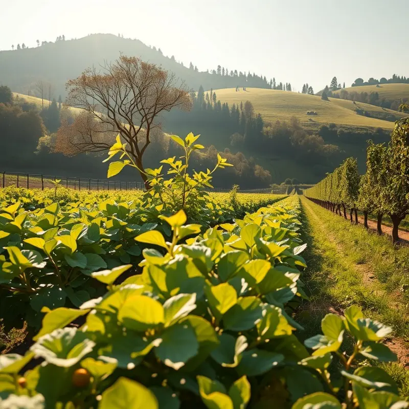 A serene landscape of vibrant fruits and vegetables representing healthy nutrition.