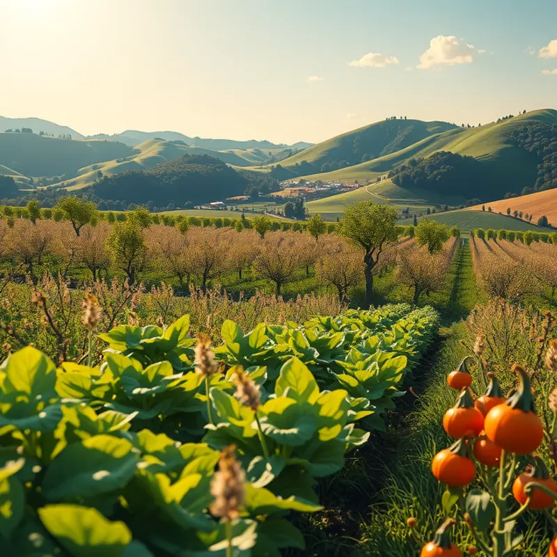 The sunlit field of organic produce embodies the essence of a healthy diet.