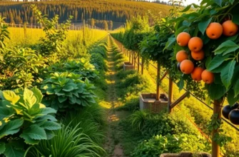 A scenic view of an orchard brimming with fresh fruits and vegetables, symbolizing a nutritious diet.