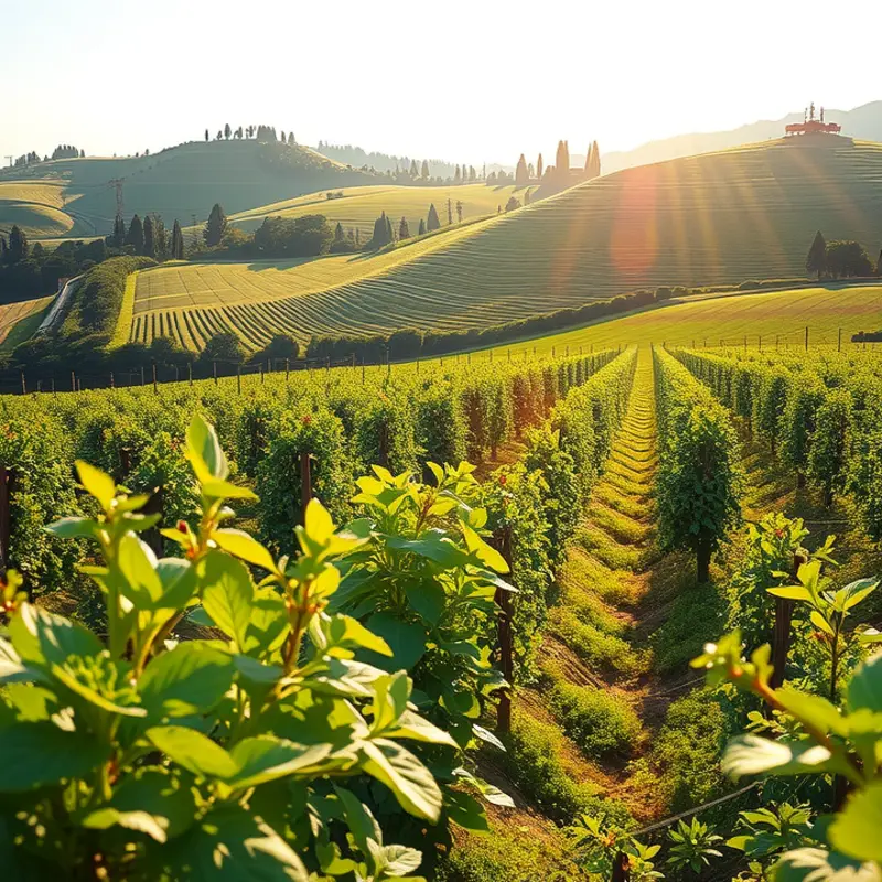 A vibrant sunlit orchard showcasing abundant fresh produce.
