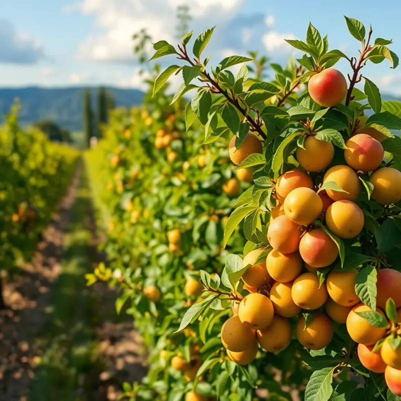A vibrant landscape showcasing the abundance of organic produce.