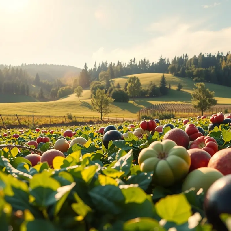 A sunlit field showcasing the abundance of organic produce.
