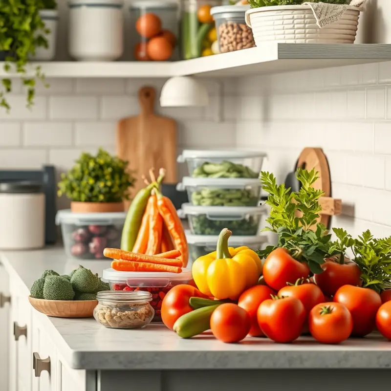 A sunlit field filled with fresh vegetables and fruits reflecting seasonal abundance.