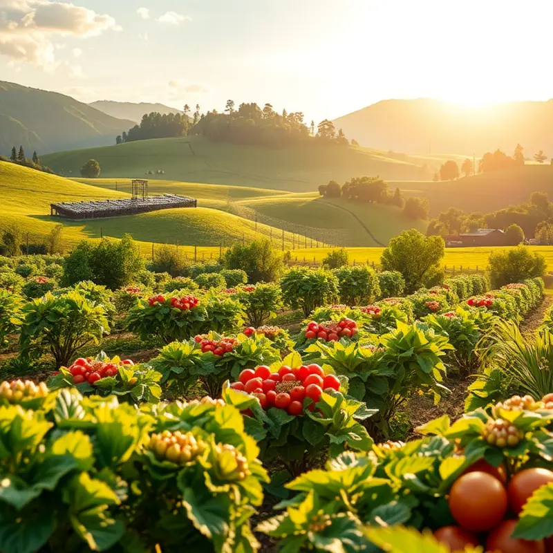 A vibrant landscape filled with fresh produce symbolizing the importance of macronutrients.