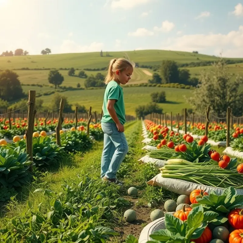 A sunlit field showcasing vibrant fruits and vegetables, symbolizing the connection between nourishment and well-being.