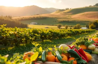 A sun-drenched field of fresh organic crops thriving in nature.