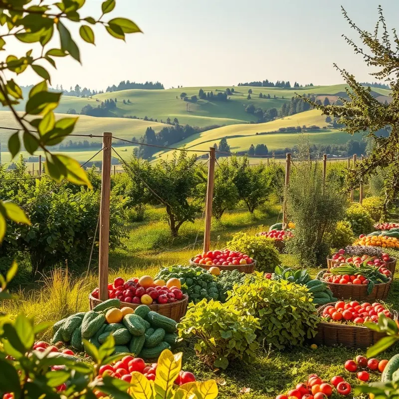 A serene sunlit field showcasing organic produce, representing healthy alternatives.