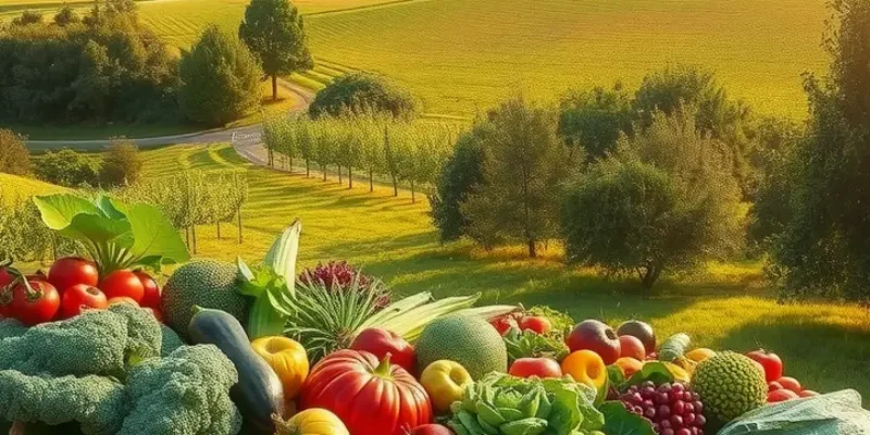 A vibrant, natural landscape celebrating healthy nutrition.