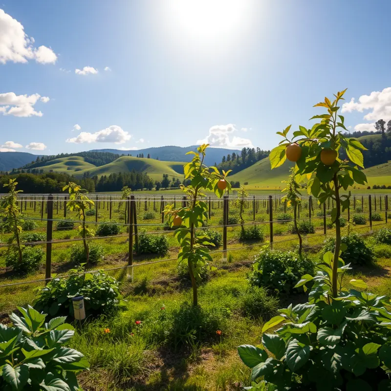 A serene orchard filled with lush fig trees, embodying nature’s bounty and vitality.