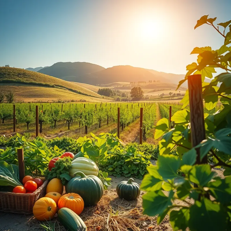A sunlit field showcasing the vibrancy of organic produce.
