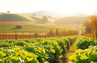 A scenic landscape filled with lush greenery and organic produce, highlighting the connection between nature and healthy eating.