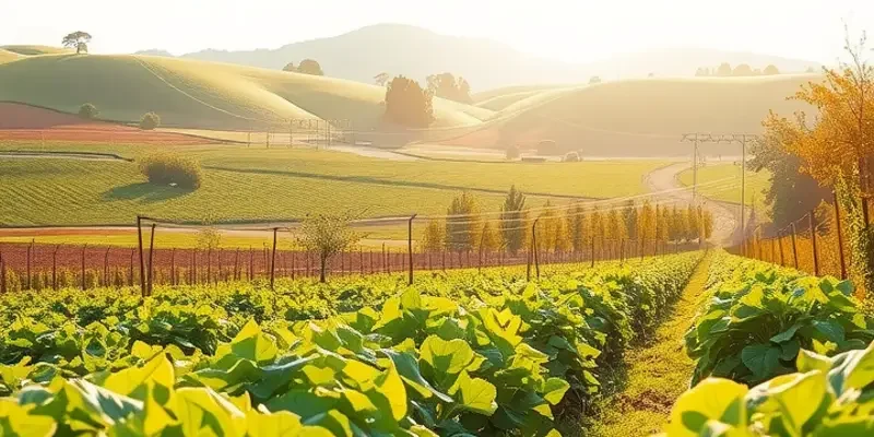 A scenic landscape filled with lush greenery and organic produce, highlighting the connection between nature and healthy eating.