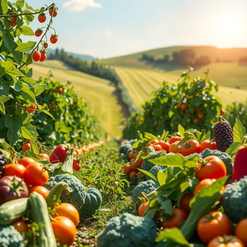 A vibrant landscape filled with fresh organic produce.
