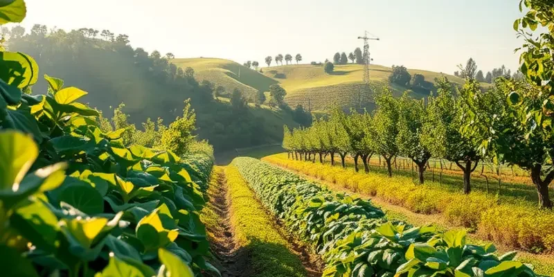 A scenic overview of a field with organic produce, representing the essence of fresh ingredients for cooking.