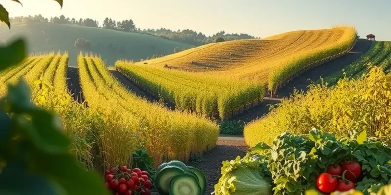 A sunny orchard filled with fresh organic produce