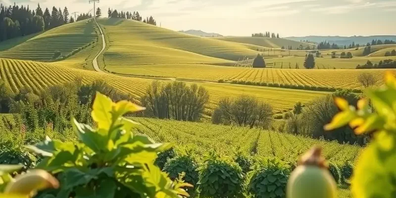 Nature landscape featuring organic elements like fruits and vegetables reflecting health and wellness.