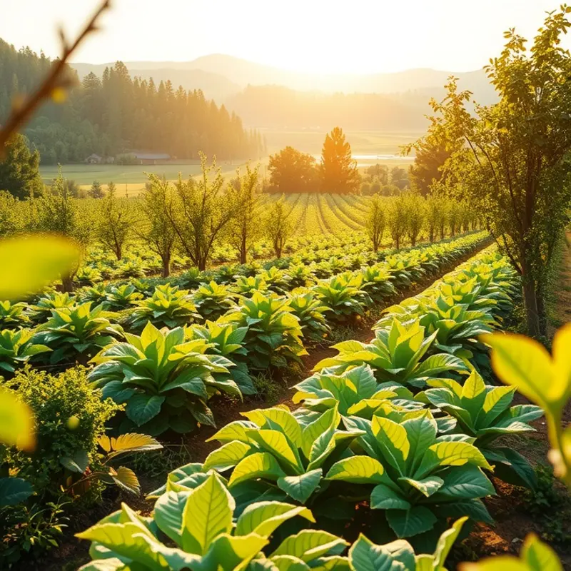 A vibrant field showcasing the abundance of organic vegetables and fruits.