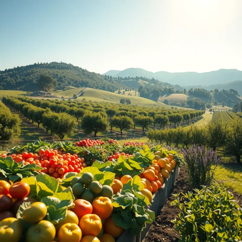 An inviting orchard filled with fresh, organic fruits ready for poaching.