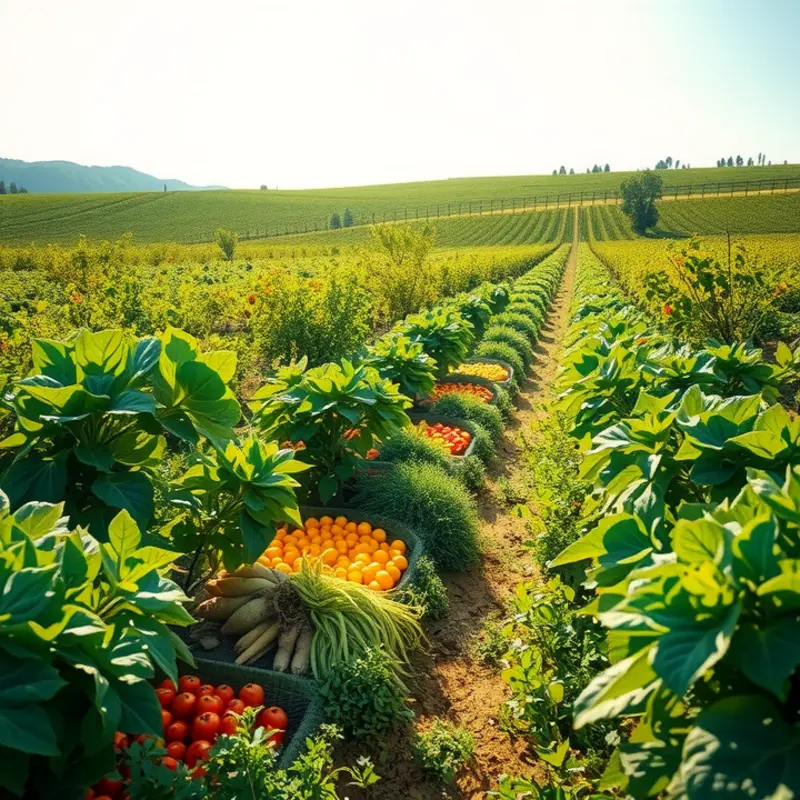 A vibrant field showcasing the fresh abundance of organic produce.