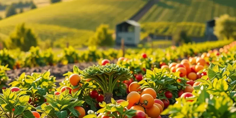 A scenic view of pumpkins in a sunlit field, representing natural health and nutrition.