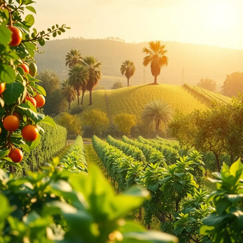 A vibrant bowl filled with colorful vegetables and grains, surrounded by a lush, organic landscape.