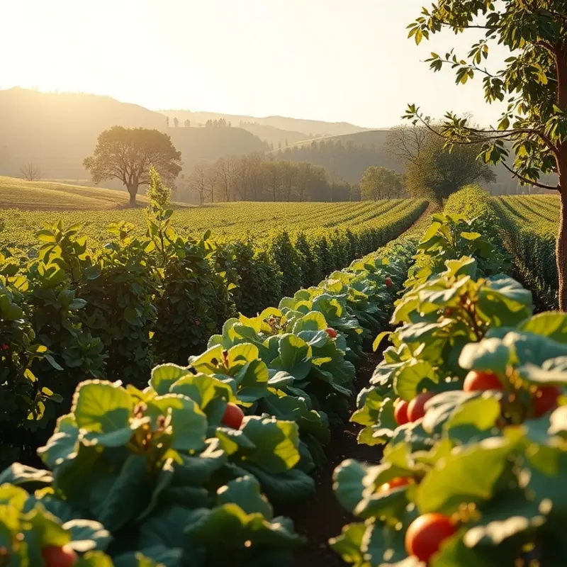 A lush field showcasing fresh, vibrant celery among other vegetables, representing healthy nutrition.