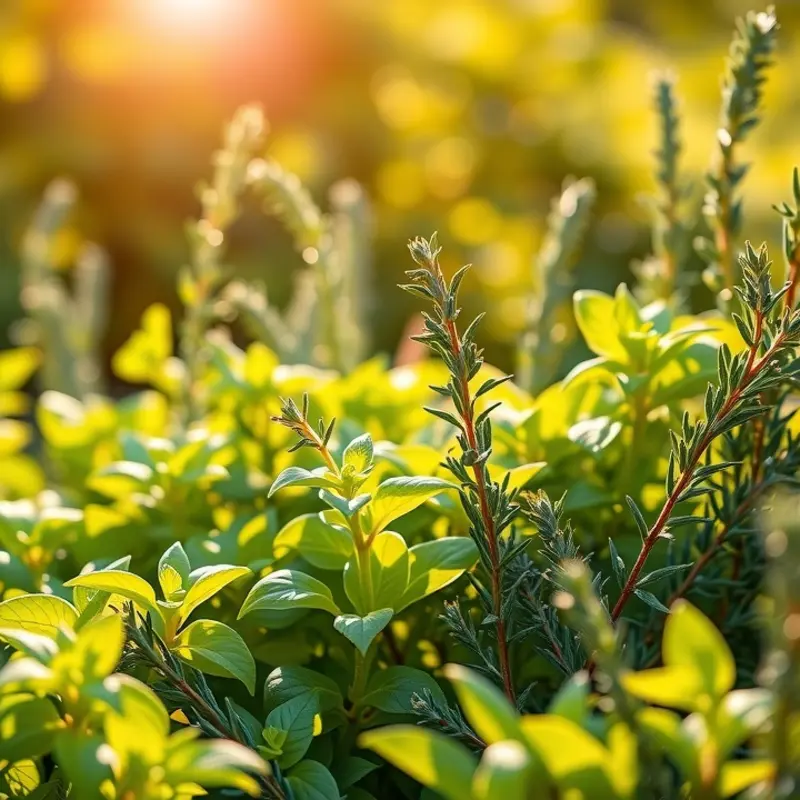 A sunlit field showcasing vibrant vegetables and herbs essential for flavor alternatives in cooking.