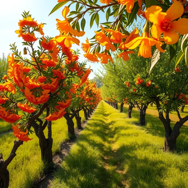 A vibrant orchard representing the diverse spices traded along the Silk Road.