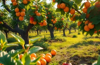 A picturesque orchard filled with vibrant fruits and vegetables, representing the abundance of nutritious foods for bone health.