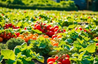 A tranquil field abundant in organic vegetables and fruits, emphasizing the beauty of healthy eating.